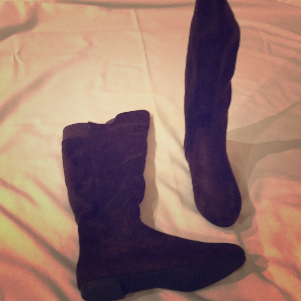 I.D. Required Dark Brown Micro-Suede Knee Boots